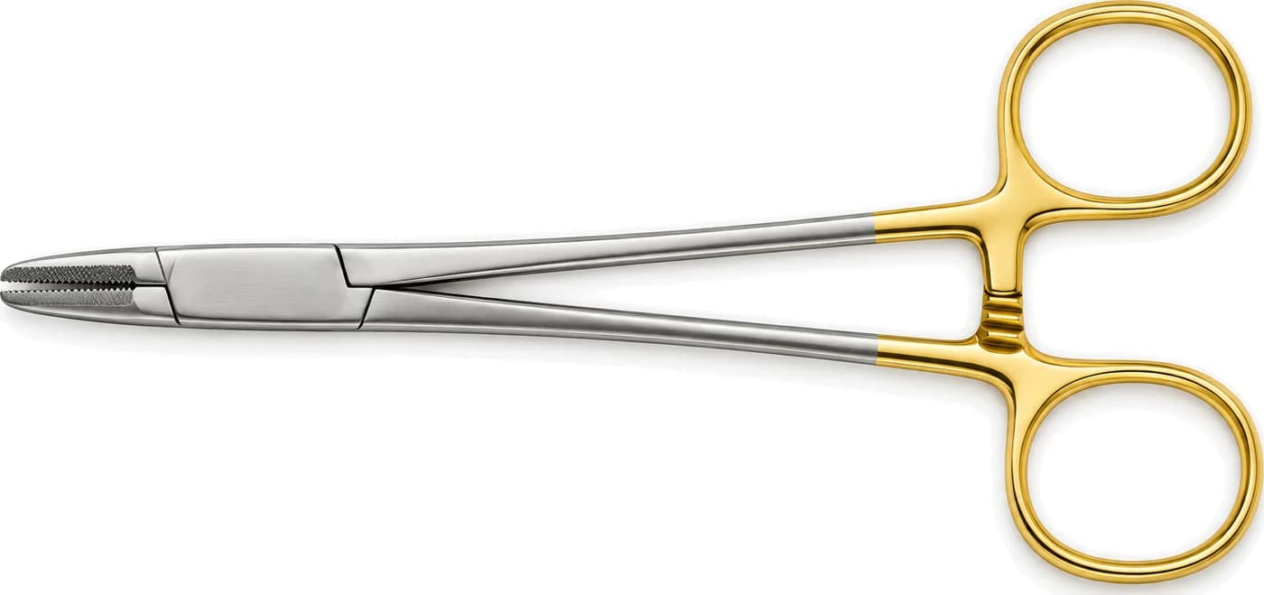 Mayo-Hegar needle holder with gold carbide rings