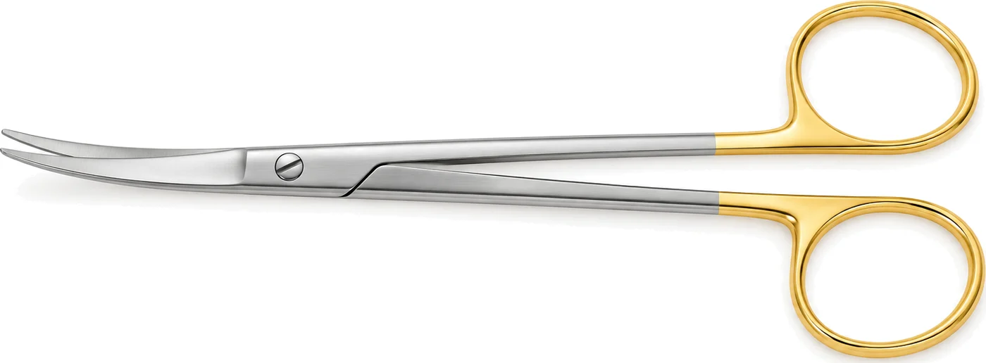 Curved Metzenbaum scissors with gold carbide rings